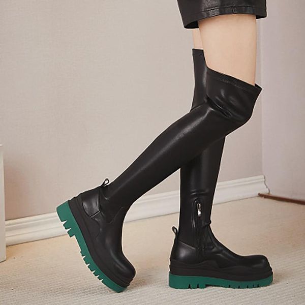 

thigh high women boots soft leather winter shoes ladies's over the knee 8#21/10d50, Black