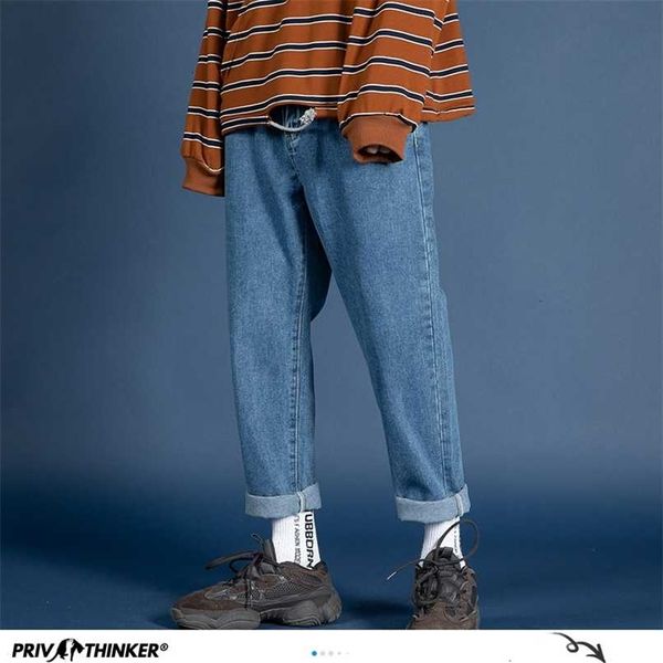 

privathinker men streetwear blue jeans women black jeans korean fashions harem pants male denim pants oversize 211028
