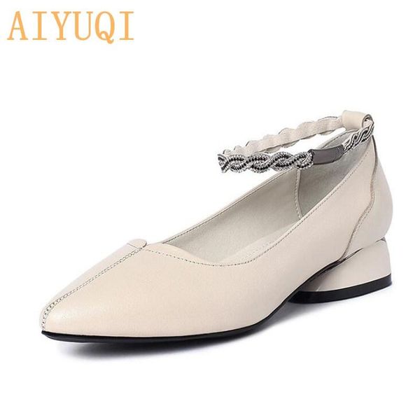 

dress shoes aiyuqi luxury 2021 spring genuine leather women formale large size 41 42 43, Black