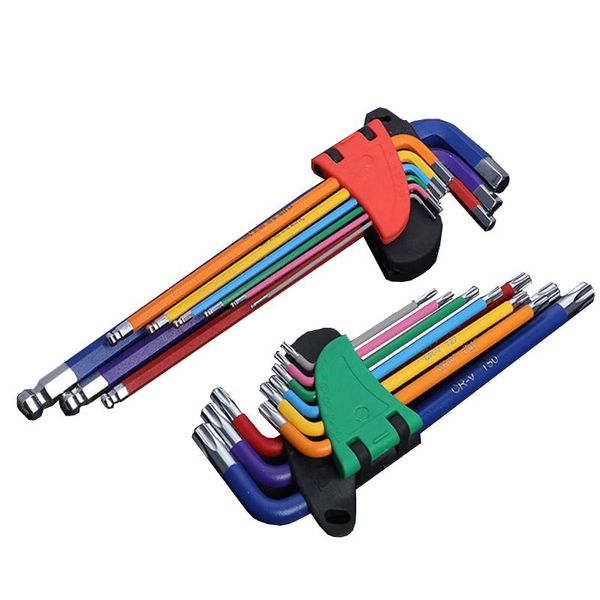 

9pcs colour screwdriver hex wrench wear-resisting anticorrosion key sets hexagon torx star spanner hand tools