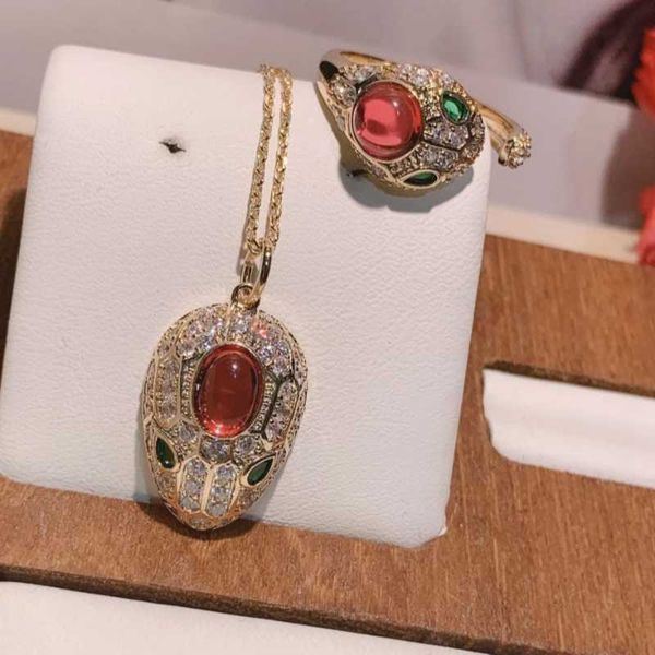 

earrings & necklace cool crystal red rhinestone animals pendant round head ring jewelry set cute lady luxury classic gorgeous neck chain, Silver