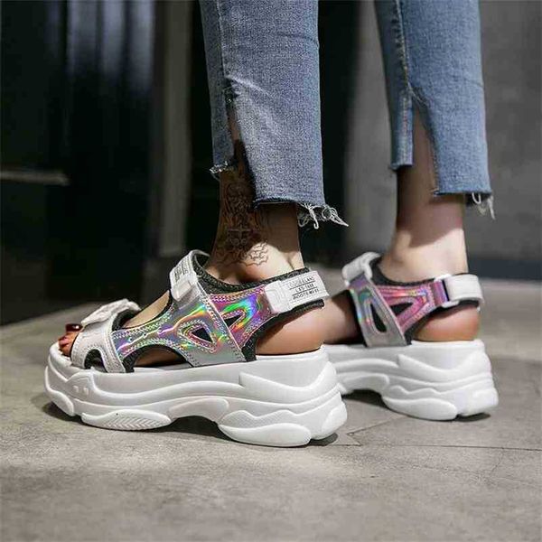 

fujin platform sandal summer chunky high heels female wedges shoes for fish toe red sandalia feminina 210619, Black