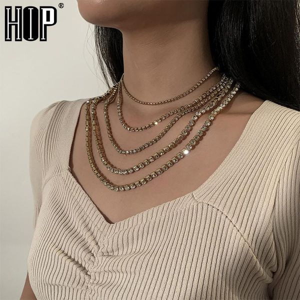 

chains hip hop 5pcs bling 3mm-6mm tennis chain gold silver color set for women girls jewelry