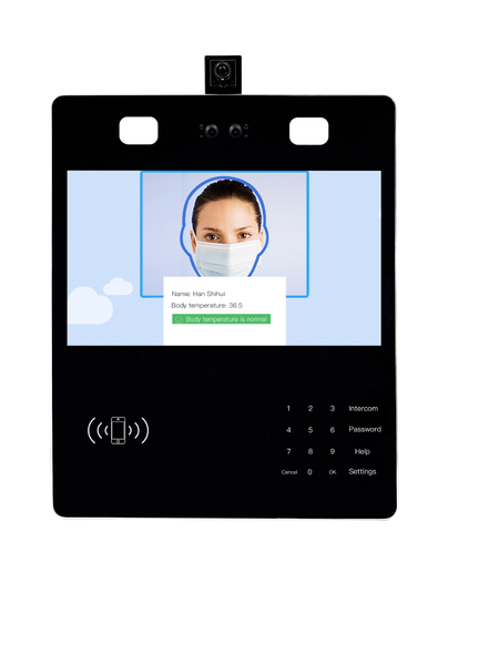 

facial recognition system 13.3inch standolne temperature screening video intercom access host