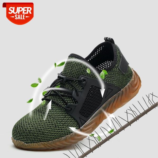 

polali men and women steel toe air safety boots indestructible ryder shoes puncture-proof work sneakers breathable shoes #689o, Black