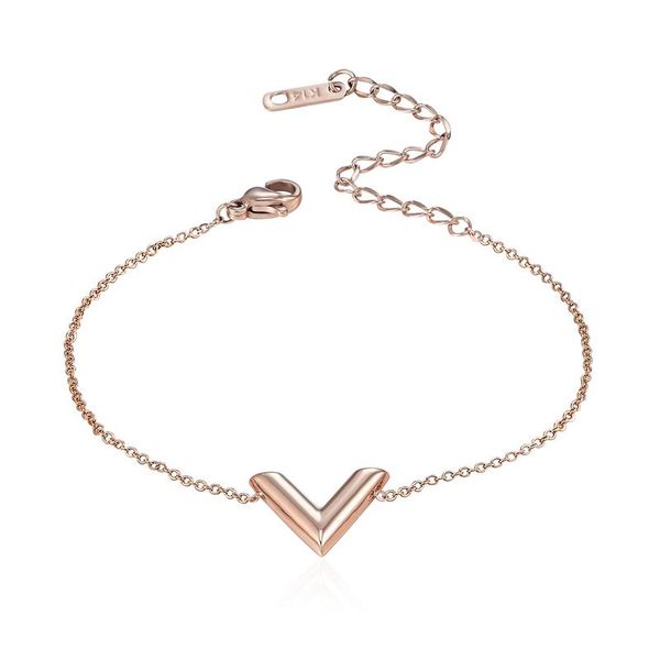 

charm bracelets delicate geometry v letter chain for women bangle bracelet adjustable fashion brand jewelry z332, Golden;silver