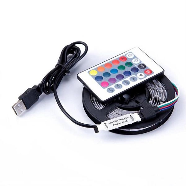 LED Strip Light Flessibile RGB 2835 USB 5V Decorazione Illuminazione Telecomando Lampada a nastro per FestivalParty Camera da letto TVBackLight