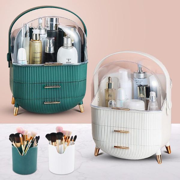 

storage boxes & bins large capacity cosmetic box waterproof transparent makeup jewelry organizer dustproof drawer deskcover