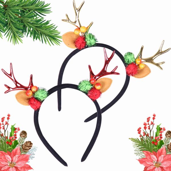

new 2022 gold-plated paint barbecue headband hair decoration christmas party performance dress up gold-plated antler headband