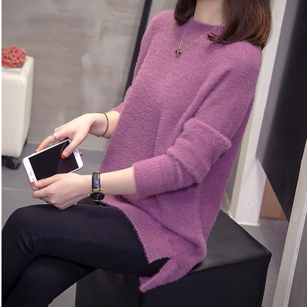 

women's sweaters plus size cashmere sweater women knitwear pullovers 2021 autumn winter trendy ladies mohair warm jumpers oversize, White;black
