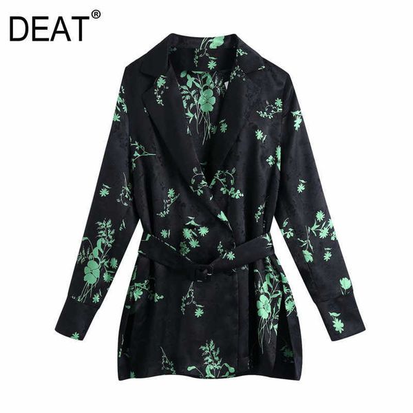 

[deat] spring autumn fashion turn-down collar jacquard sashes long sleeve loose elegant women's shirt 13w935 210527, White