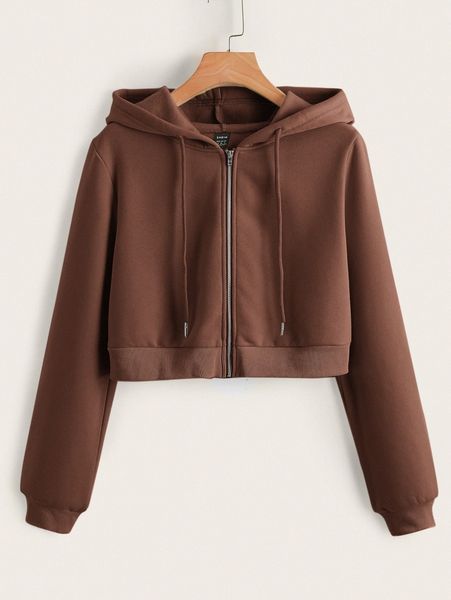 

zip up hooded crop sweatshirt f5lu#, White;black