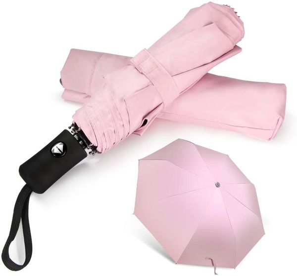 

umbrellas travel umbrella compact folding sun lighweight auto open close for women parasol pink