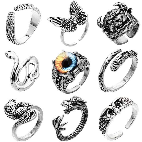 

love ring fashion snake retro animal silver color ladies finger s open adjustable size circlet hoop butterfly jewelry, Slivery;golden