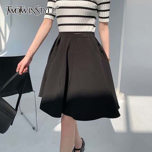 

black loose mini skirt for women high waist a line casual ball gown skirts female fashion new clothing summer 210428
