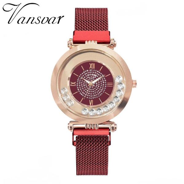 

wristwatches women watche rhinestone dial ladies quartz wristwatch mesh magnetic buckle strap luxury clock gift montre femme533, Slivery;brown