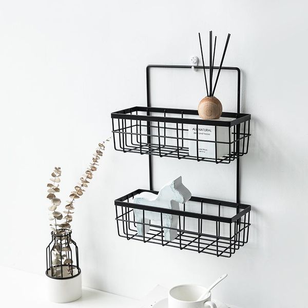

iron storage rack double-layer wall decoration high temperature paint dormitory small ornaments ins hooks & rails