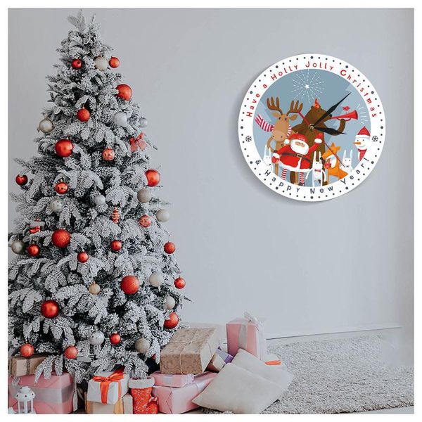 

christmas decoration wall clock silent tree watch home year decor navidad clocks