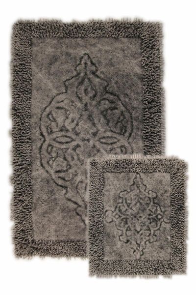 

bonny home tumbled rumeli pasta gray cotton 2li toilet seat pad bath mat set mats