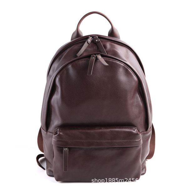 

pure leather fashion casual men's backpack japan and south korea college