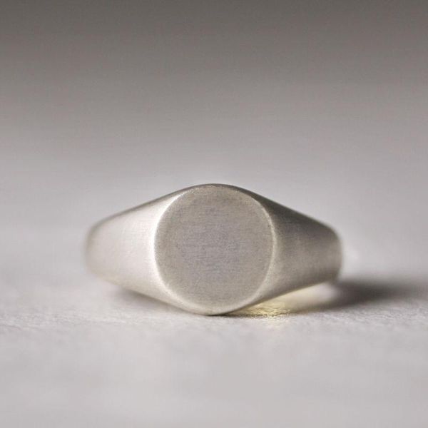 

cluster rings silver japanese original jewelry cold wind light luxury retro opening adjustable smooth face round men's ring, Golden;silver