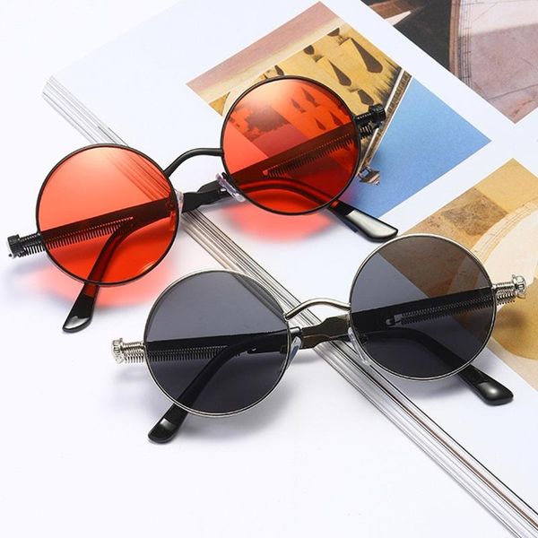 

outdoor eyewear designer classic gothic steampunk sunglasses men and women retro round metal frame personality