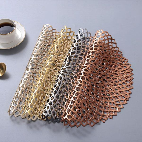 

mats & pads round shape insulation hollow 39cm home decor dining table mat skid resistance pvc 1pcs 5 color