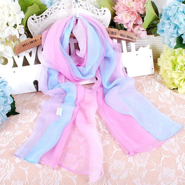 

scarves fashion lady gradient color long wrap silk scarf women's shawl elegant chiffon soft autumn light seidentuch, Blue;gray