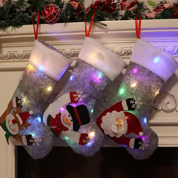 

christmas decorations 2022 stockings socks led light up snowman santa elk bear candy bag