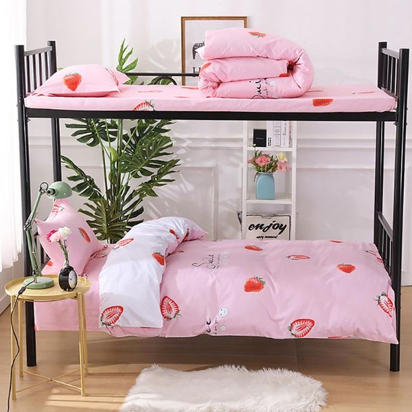 

sheets & sets lychee 100% cotton bed stripe printed full fitted sheet fashion flat