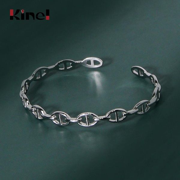 

other bracelets kinel selling 925 sterling silver vintage pattern open bracelet bangle for women wedding jewelry, Golden;silver