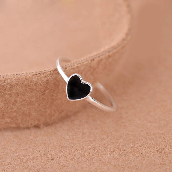 

wedding rings fashion black square heart for women girls bijoux engagement statement geometric ring, Slivery;golden