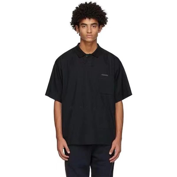 

[high-quality streetwear] fear of god polo shirts season 7 main line fog high street solid color flocking short sleeve lapel shirt half slee, White;black