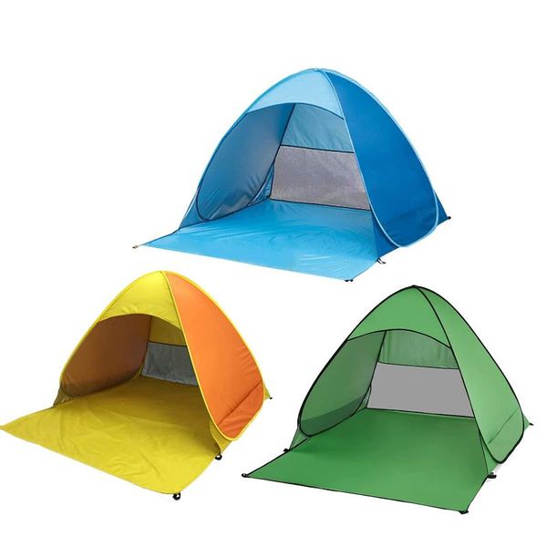 

tents and shelters 2-3 people beach tent ultralight folding up automatic open family tourist fish camping fully sun shade anti-uv