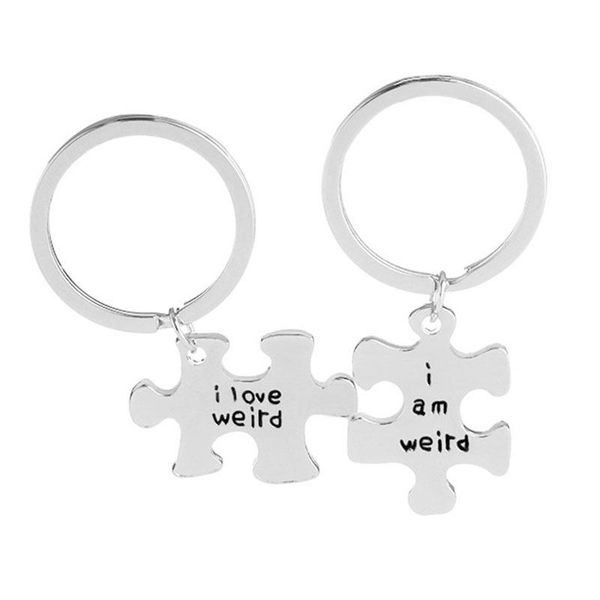 

keychains 2pc fashion letters key chain valentine puzzle valentine's day gift anniversary set, Silver