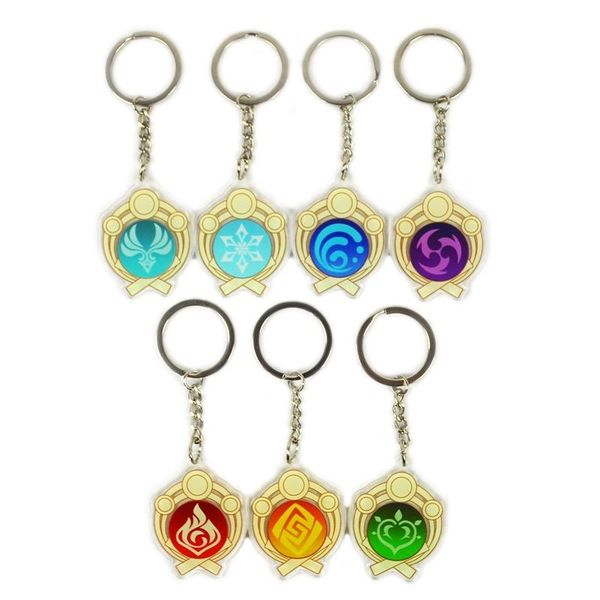 

keychains anime genshin impact keychain vision god's eye mondstadt liyue inazuma accessories bag pendant key chain fans gifts, Silver