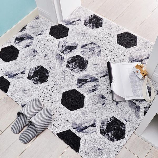 

carpets pvc door mat carpet european style printed hexagon pattern hallway room floor mats non-slip dust-proof silk loop