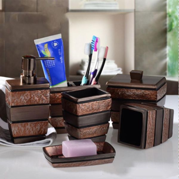 

bath accessory set retro bathroom wash america style creative resin imitated-marble accessories wedding gift