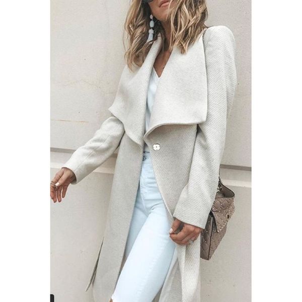 

women's wool & blends women long coat loose autumn and winter sleeve woolen streetwear casual fashion retro clothing female outerwear, Black
