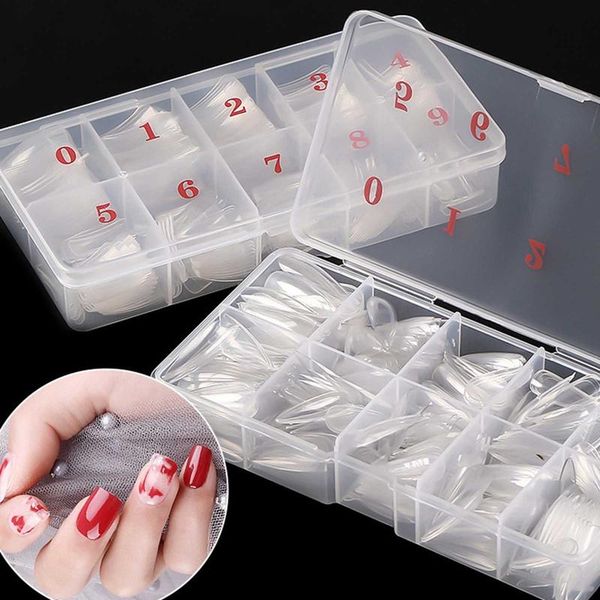 

false nails 400/500pcs clear white flat round sharp end full acrylic ballet coffin french nail tips fake diy manicure art tools, Red;gold