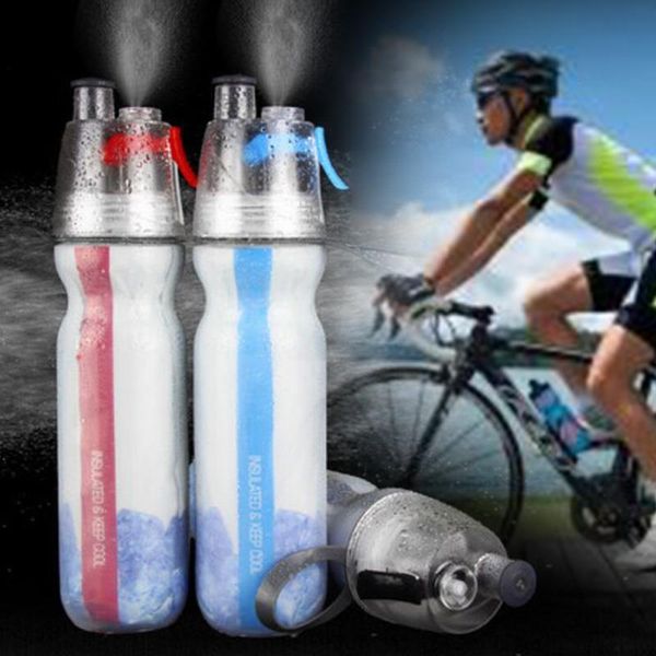 

water bottles bike bicycle double deck spray bottle cold insulation outdoor sports