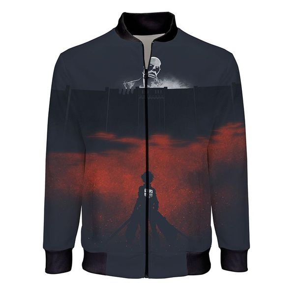 

men's jackets attack on titan 3d printed fashion bomber jacket men/women casual anime style stand collar zipper trendy clothing, Black;brown