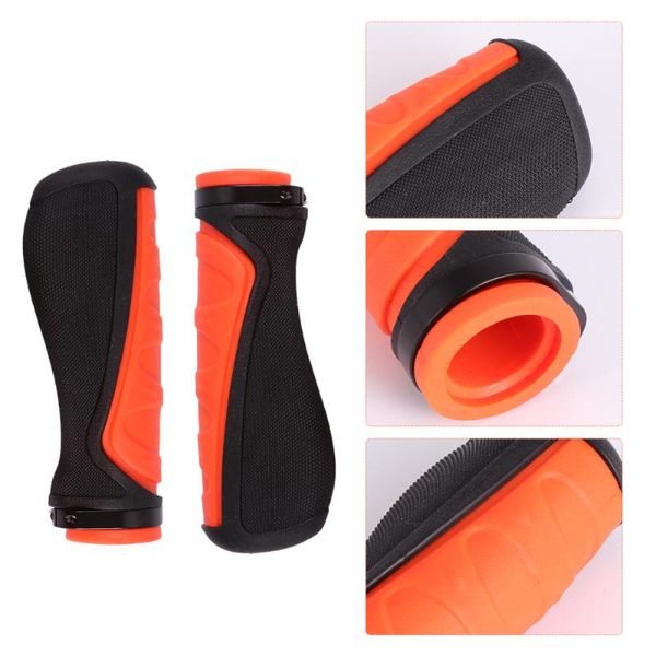 

bike handlebars &components 2pcs comfortable mtb handlebar grips rubber anti-slip cover bicycle hand (black and orange)