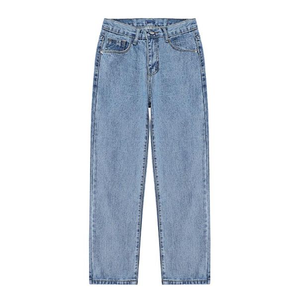 

women's jeans womens loose pants ankle length cotton blue denim high waist washed vintage pant autumn straight for girl