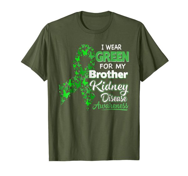 

i wear green for my brother - kidney disease awareness shirt, White;black