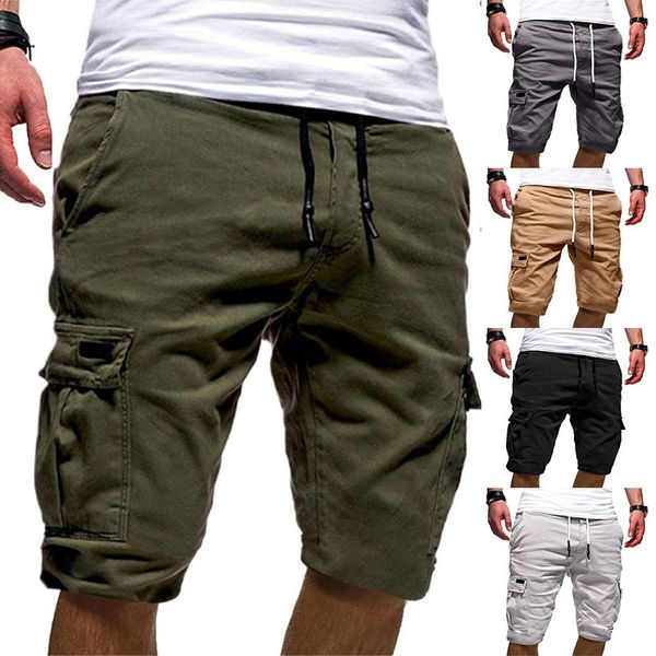 

men's pants 2021 european size simple casual loose thin belt young shorts, Black