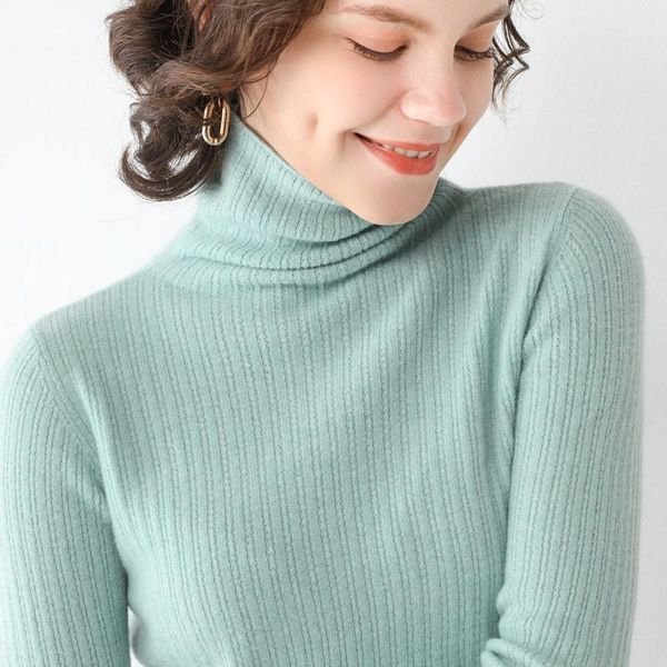 

women's sweaters lhzsyy 100%wool sweater women' high neck short fashion bottoming shirt 2021autumn winter loose pile collar cashme, White;black