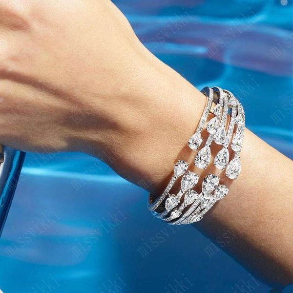 

bangle mix match gorgeous shiny stackable cuff for women bridal wedding cubic zircon crystal cz daily party bracelet jewelry, Black