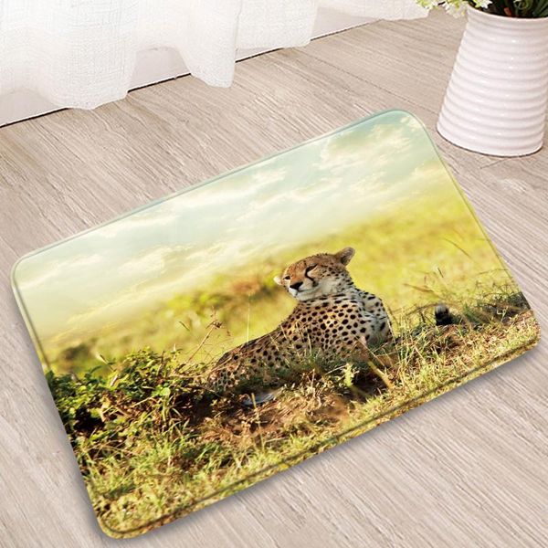 

bath mats wild animal bathroom mat wolf orangutan grassland entrance welcome rug bedroom kitchen corridor flannel non-slip carpet washable