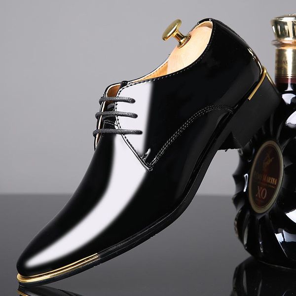 

dress shoes fashion patent leather men wedding oxford office suit men's casual man, Black